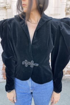 Vintage 80s Anne Klein Victorian Black Velvet Jacket - M