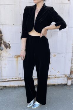 Vintage 90s Velvet Pants and Cropped Jacket Set - M