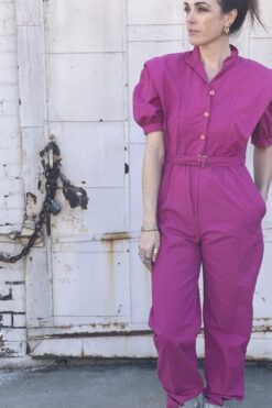 Vintage 80s Hot Pink Jumpsuit - S/M