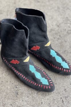 Vintage 80s Boho Suede Ankle Boots – Size 6