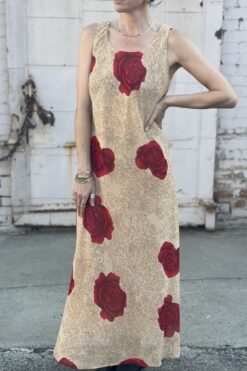 Vintage 90s Mary McFadden Rose Slip Dress - L