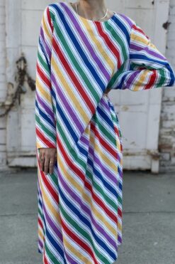 Vintage Serbin Candy Striped Dress - L/XL