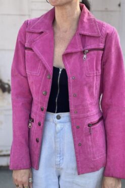 Vintage Paris Blues Suede Pink Jacket - S/M