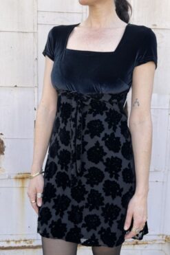 SOLD Vintage 90s Black Burnout Velvet Mini Dress - S