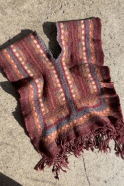 Vintage Kids Fringed Wool Poncho - 4/5T