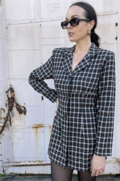 Vintage 90s My M M Michelle Plaid Blazer Dress - M
