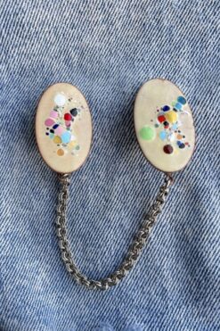 Vintage Copper and Enamel Splatter Dots Sweater Clips