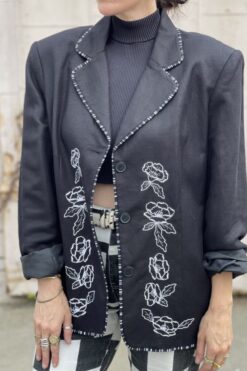 Vintage Mary McFadden Embroidered Poppies Blazer - XL