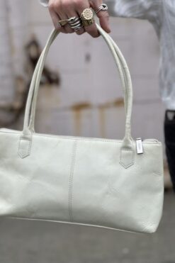 Vintage Y2K Hobo White Leather Shoulder Bag