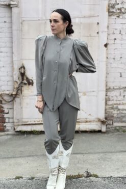 Vintage 1980s Gray Top and Pants Set - Medium