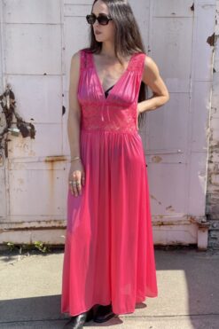 Vintage 80s Barbie Pink Slip Dress - M/L