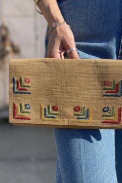 Vintage 20s Embroidered Woven Clutch