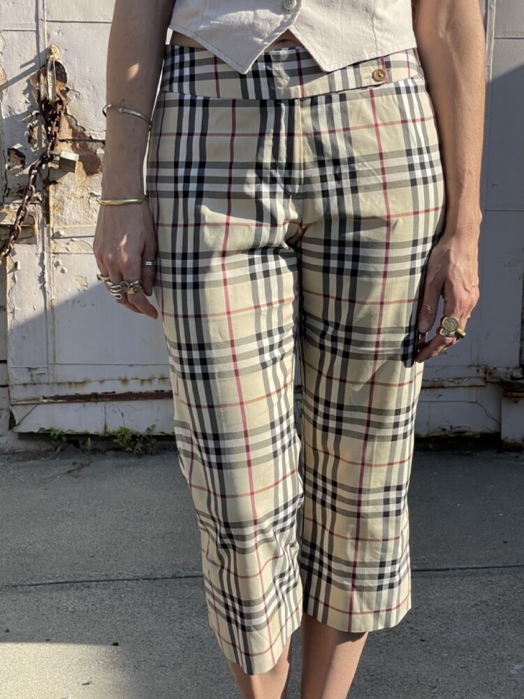 Vintage Burberry Size XS S 34 Pants Pants Wool Linen Checkered 80s 90s 