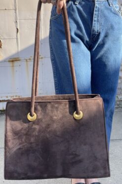 Vintage 90s Escada Chocolate Brown Suede Bag
