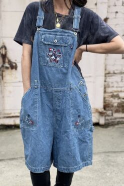 SOLD Vintage 90s Disney Plus Mickey DENIM OVERALLS - XL/XXL