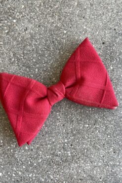 Vintage 70s Red Grid Clip-On Bow Tie
