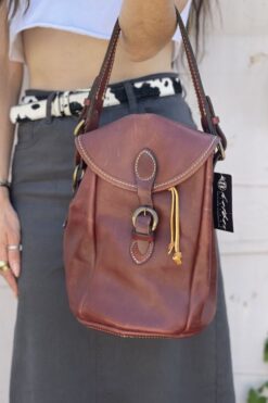 Vintage Maroon Leather Bucket Bag