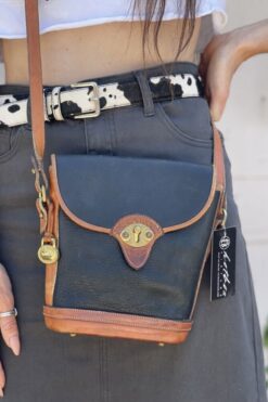 Vintage 80s Dooney and Bourke Black and Brown Pebbled Leather Purse