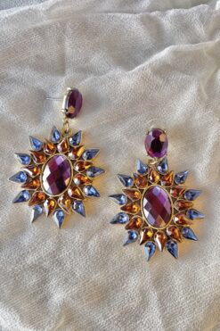 Vintage Sunburst Dangle Teardrop Earrings