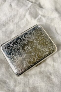 Vintage Silver Tone Etched Doubled Sided Cigarette/Card Case