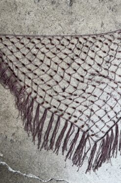 90s Brown Crochet Mesh Beaded Triangle Scarf