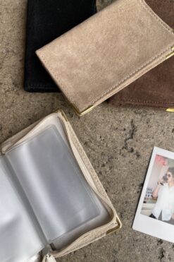 Vintage Taupe Suede Card and Pocket Photo Album