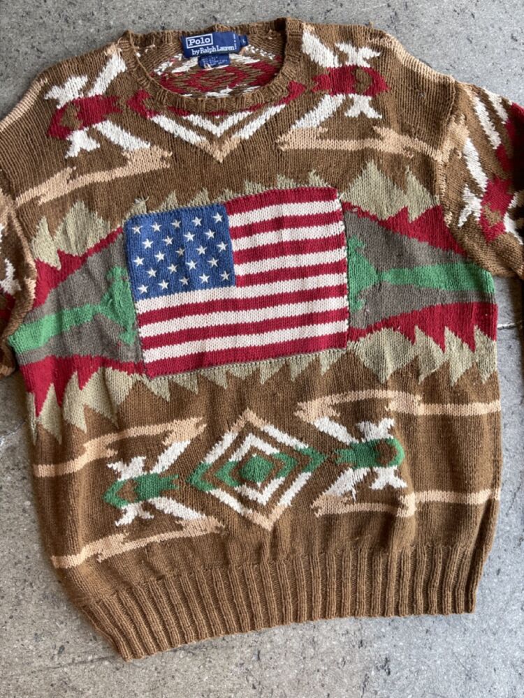 Vintage 90s Polo Ralph Lauren Southwestern American Flag Sweater - L