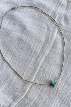 Vintage Liquid Silver Necklace with Single Turquoise Stone