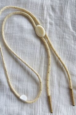 SOLD Vintage Natural Stone Cream Bolo Tie