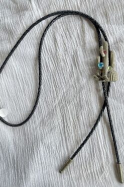 Vintage Bejeweled Cactus Bolo Tie