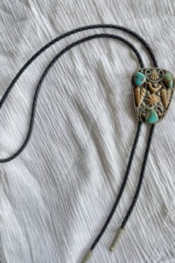 Vintage Alpaca Turquoise Bolo Tie