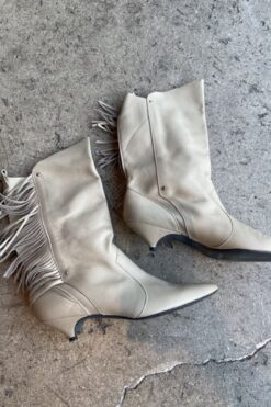 Vintage 80s What's What Fringed Leather Boots - 8