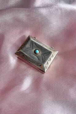 Vintage Navajo Silver and Turquoise Mini Pill Box