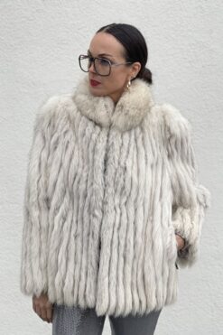 Vintage 80s Silver and Grey Glam Fur Jacket - M/L