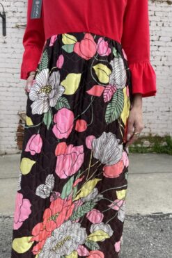 Vintage 60s Quilted Floral Maxi Dress - M/L