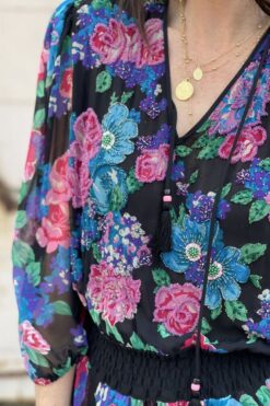 Vintage 80s Diane Freis Hand-Beaded Garden Party Dress - L