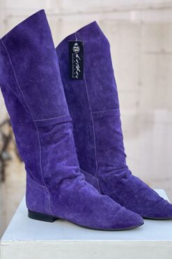 Vintage Purple Suede Slouch Boots - 9 1/2