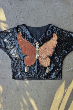 Vintage Sequin Butterfly Top - Medium/Large