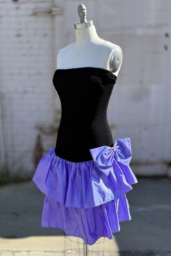 80s Rampage Drop Waist Purple Bow Set - S