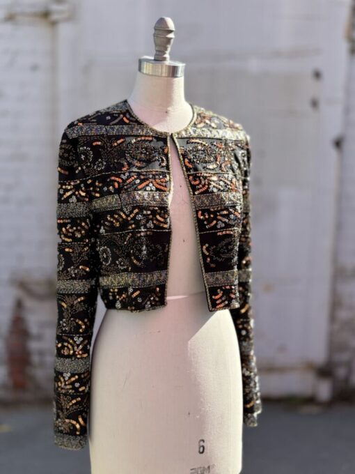 80s AJ Bari Silk Beaded Jacket