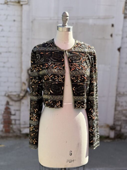 80s AJ Bari Silk Beaded Jacket - Image 4