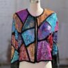 80s Scarlet Rage Silk Sequin Jacket XL