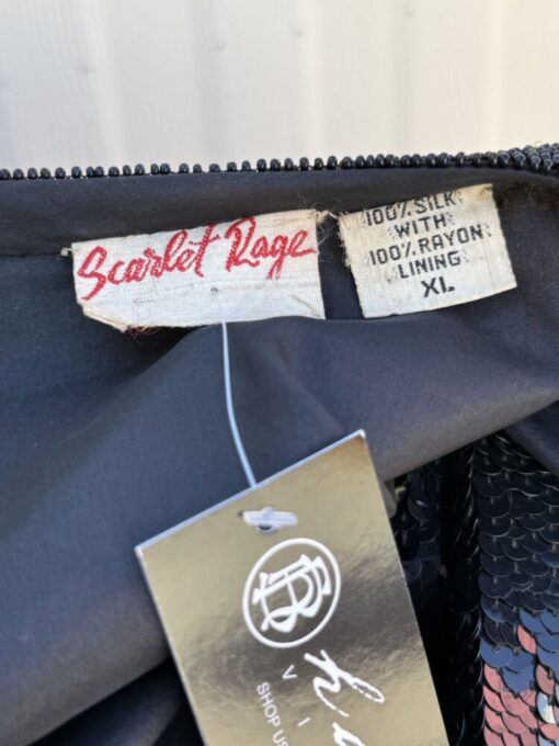 80s Scarlet Rage Silk Sequin Jacket XL - Image 4