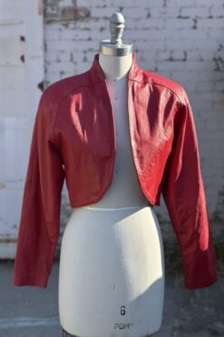 80s Chia Red Leather Jacket M
