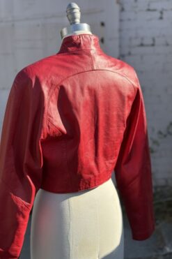 Alternative view of 80s Chia Red Leather Jacket M