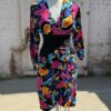 80s AJ Bari Glam Bow Silk Dress