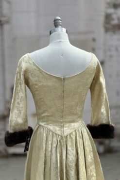Alternative view of 50s Fur Trim Silk Brocade Dress XS