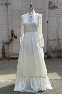 70s Gunne Sax Lace Trim Prairie Dress- M