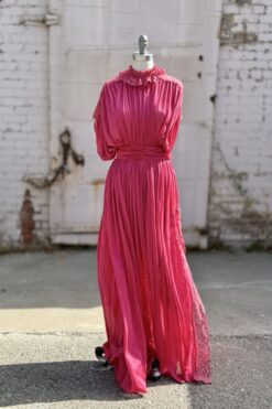70s Hershelle Lace Trim Dress XS