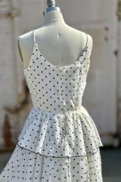 Alternative view of 50s Tiered White Polka Dot Dress - M